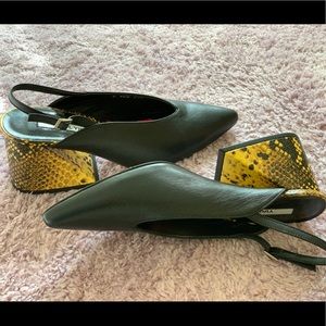 Brand new designed Black leather heel shoes